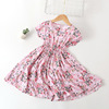 Summer new girl Zhong children's cotton and silk short sleeve dress three -layer skirt button cake skirt wholesale