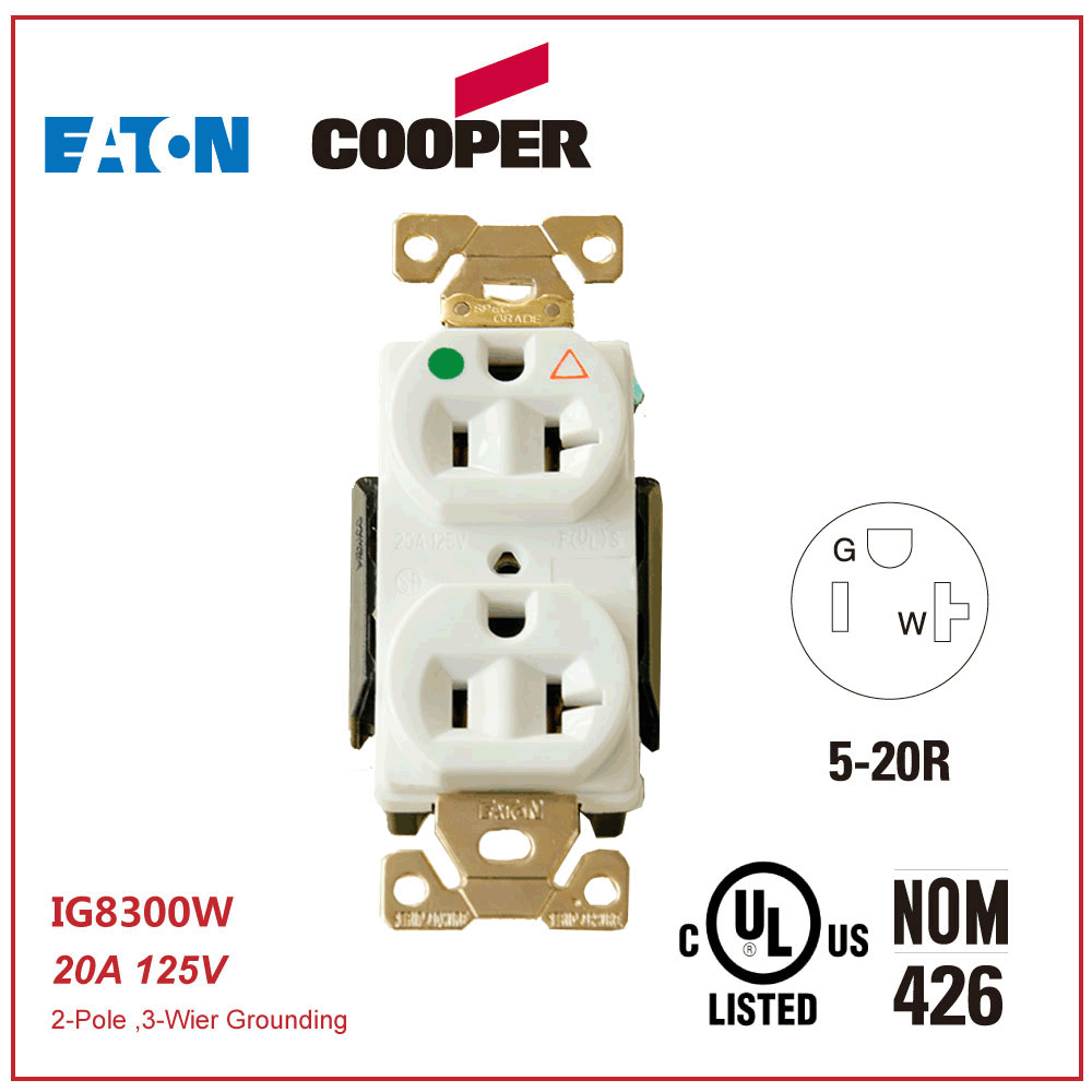 外贸货源COOPER/EATON 医疗级20A防浪涌美式插座