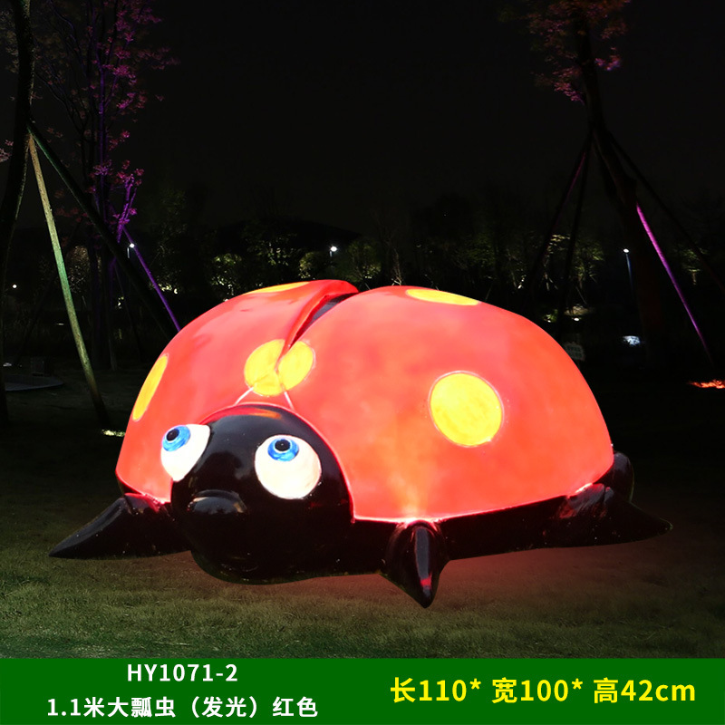 Al Aire Libre flor jardín paisaje simulación mariquita de siete estrellas escultura luminosa Villa patio césped decoración escarabajo adornos