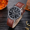 Spot wholesale fashion gift three -eyed men's watch quartz watch Blu -ray glass belt watch wholesale