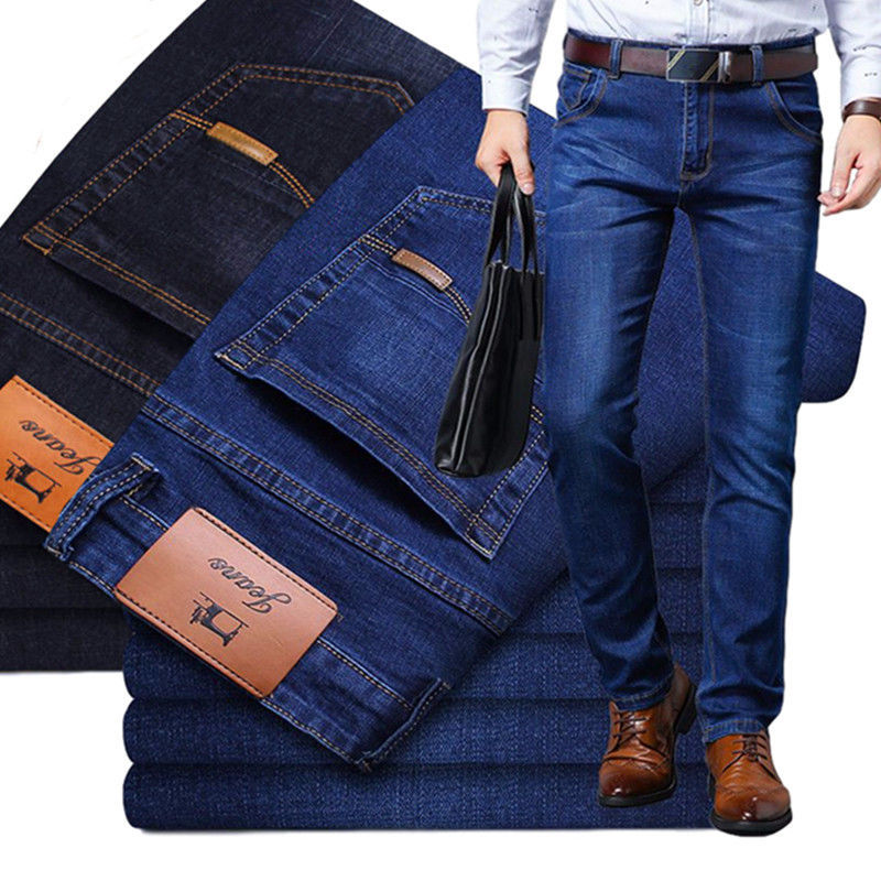 Men's jeans fall and winter loose straig...