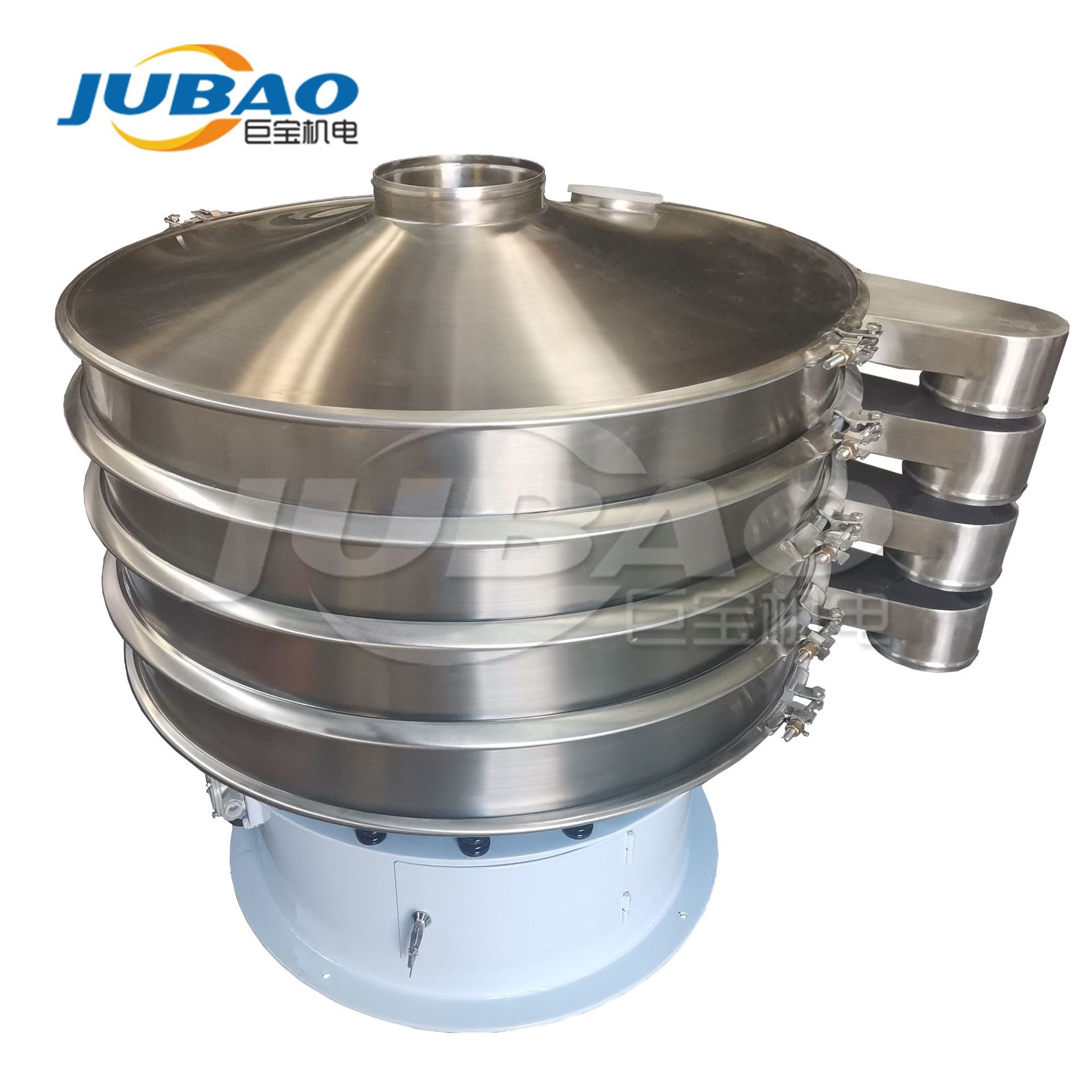 不锈钢化工粉料振动筛 圆形三层旋振筛 网架防尘盖胶皮配件销售