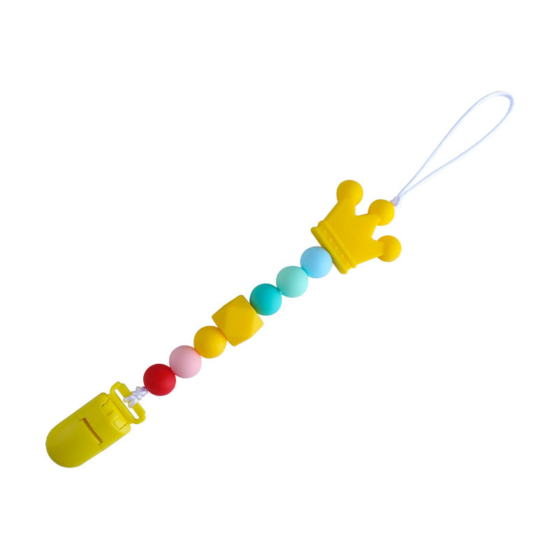 Bebé unicornio mordedor juguete dientes molienda palo corona de silicona chupete cadena anti-gota cadena mordedor traje