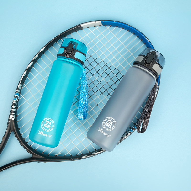 批發韓版個性塑料杯男女運動健身防漏便攜水壺簡約彈跳蓋學生水杯