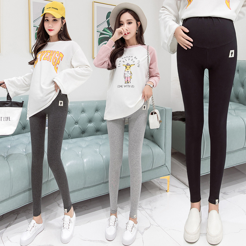 Pregnant Women's Leggings Spring And Autumn Korean Version Outer Wear Belly Support Pants Versatile Slimming Nine-point Pants Full Pregnancy Pants