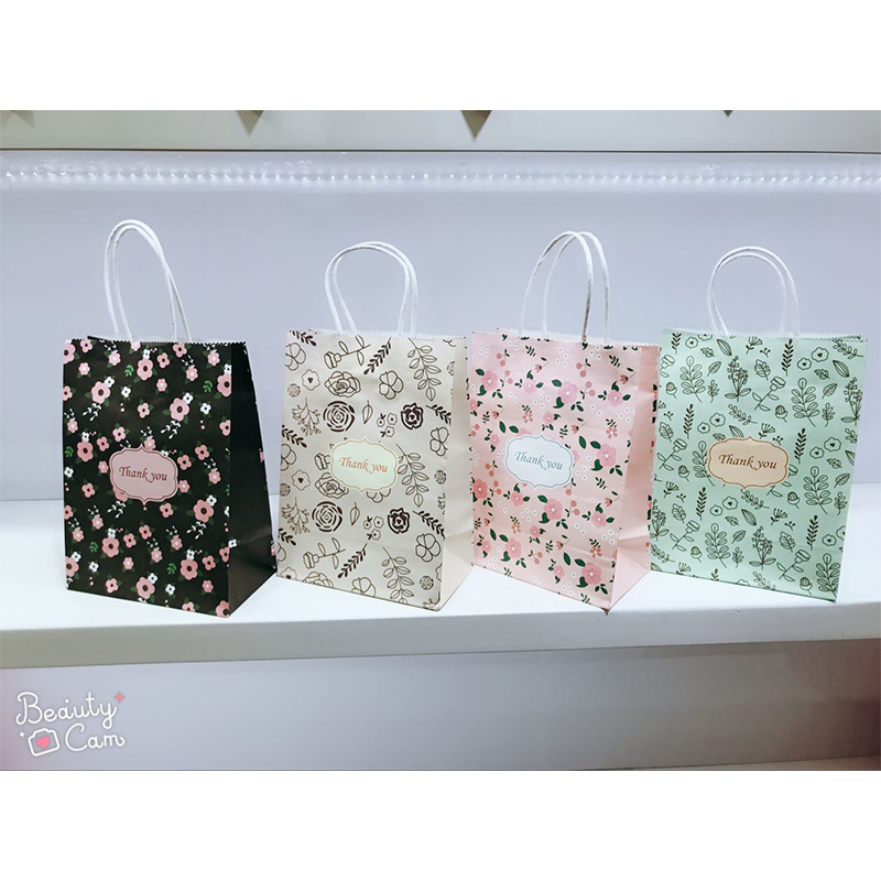 创意小清新印花礼品袋 时尚牛皮纸首饰包装袋通用服饰手提袋定制