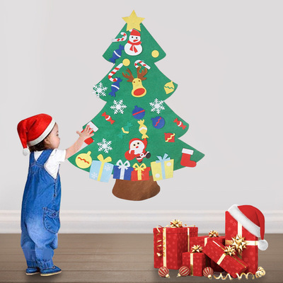 现货 圣诞装饰 儿童手工益智DIY立体毛毡布圣诞树 圣诞树悬挂礼品|ms