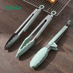 FaSoLa stainless steel food tongs food tongs fried barbecue tongs steak steamed bun bread barbecue tongs buffet