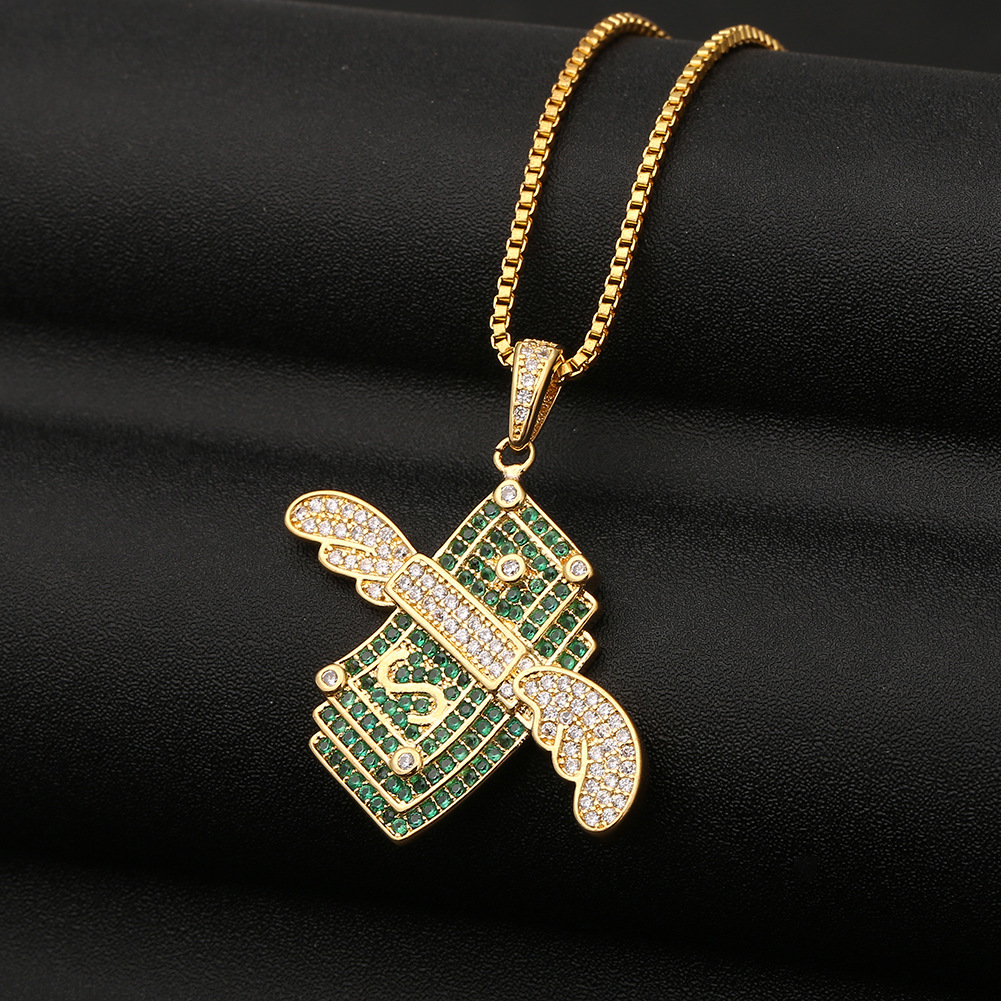 Collier Zircon Incrusté De Cuivre Avec Ailes De Mode En Gros display picture 5