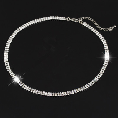 Choker Classification 1 Piece Quantity Simple Style Round Rhinestones Alloy Choker Wholesale