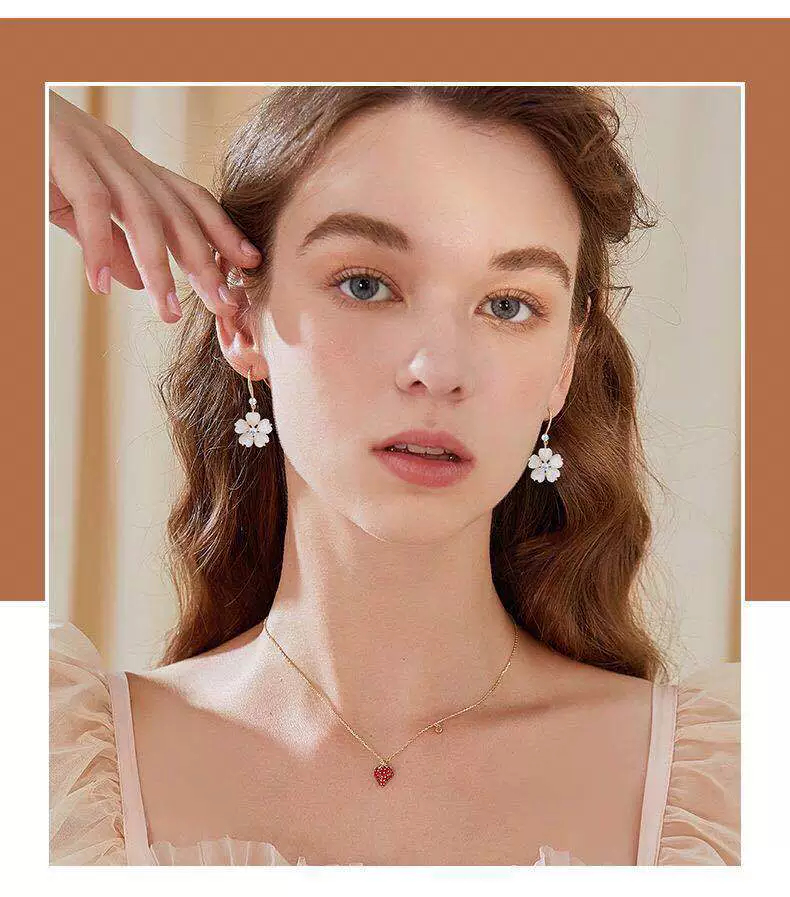 Серьги (универсальные) E945 цветок — цветок кошачьего глаза, серьги из S925 серебра, стиль блогера
