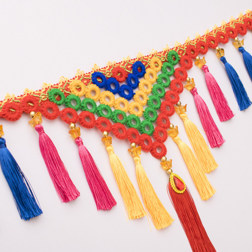 Large truck front fender decorative lace colorful triangle hanging tassels colorful embroidered hanging tassels car decoration bag top tassels tassels