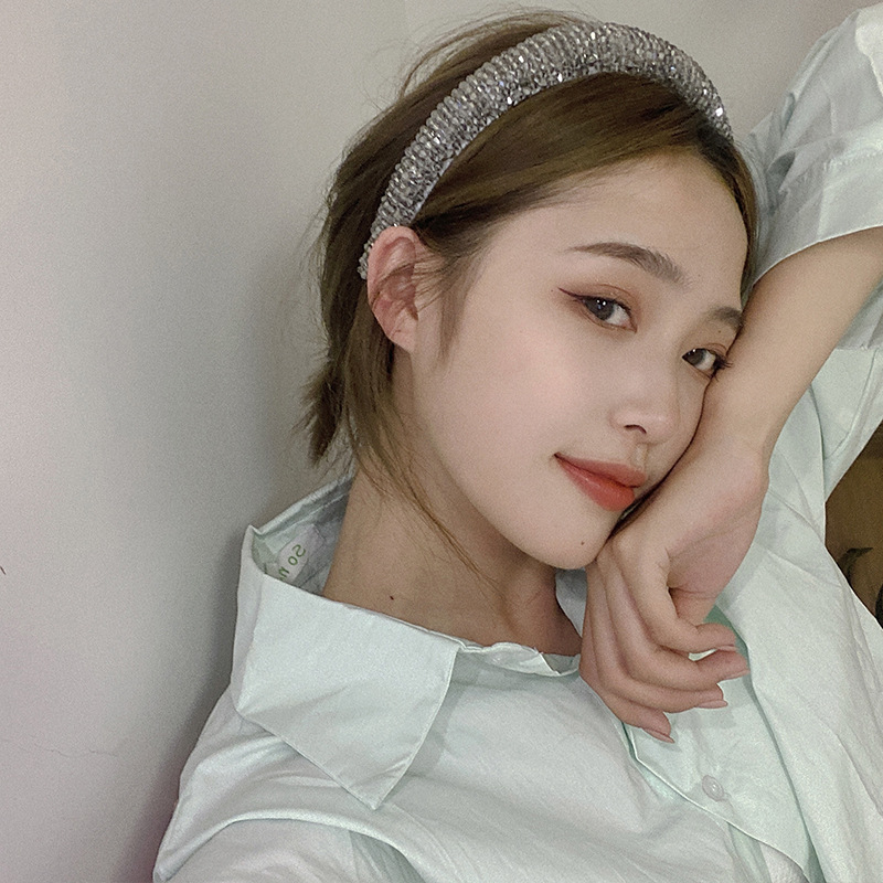 超仙复古珍珠水晶宽边加厚发箍韩国ins网红气质压发头箍外出发卡