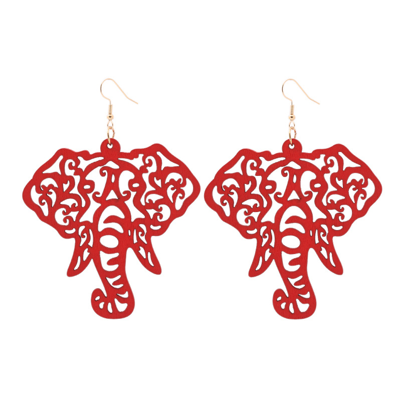 Mode Couleur Unie L'éléphant Bois Femmes Boucles D'oreilles 1 Paire display picture 3