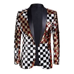 Men's youth rainbow plaid sequined jazz dance coats blazers stage performance modern dance solo host singer performing coats bridesgroom wedding party shiny jackets