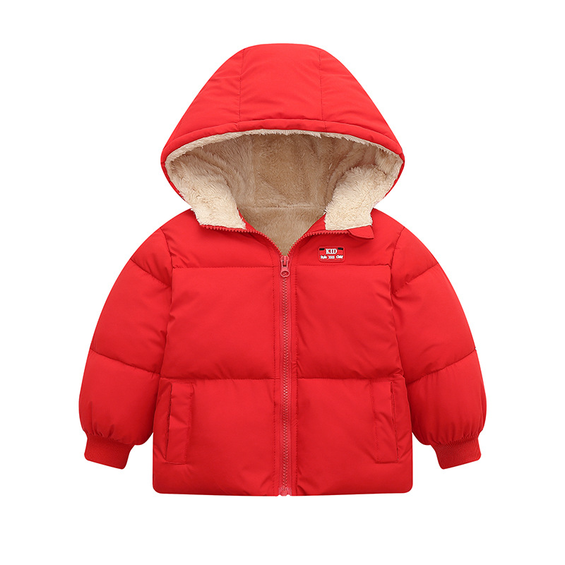 Autumn and winter 2022 new children's and middle school children's Plush thickened down cotton padded clothes short boys' and girls' cotton padded clothes