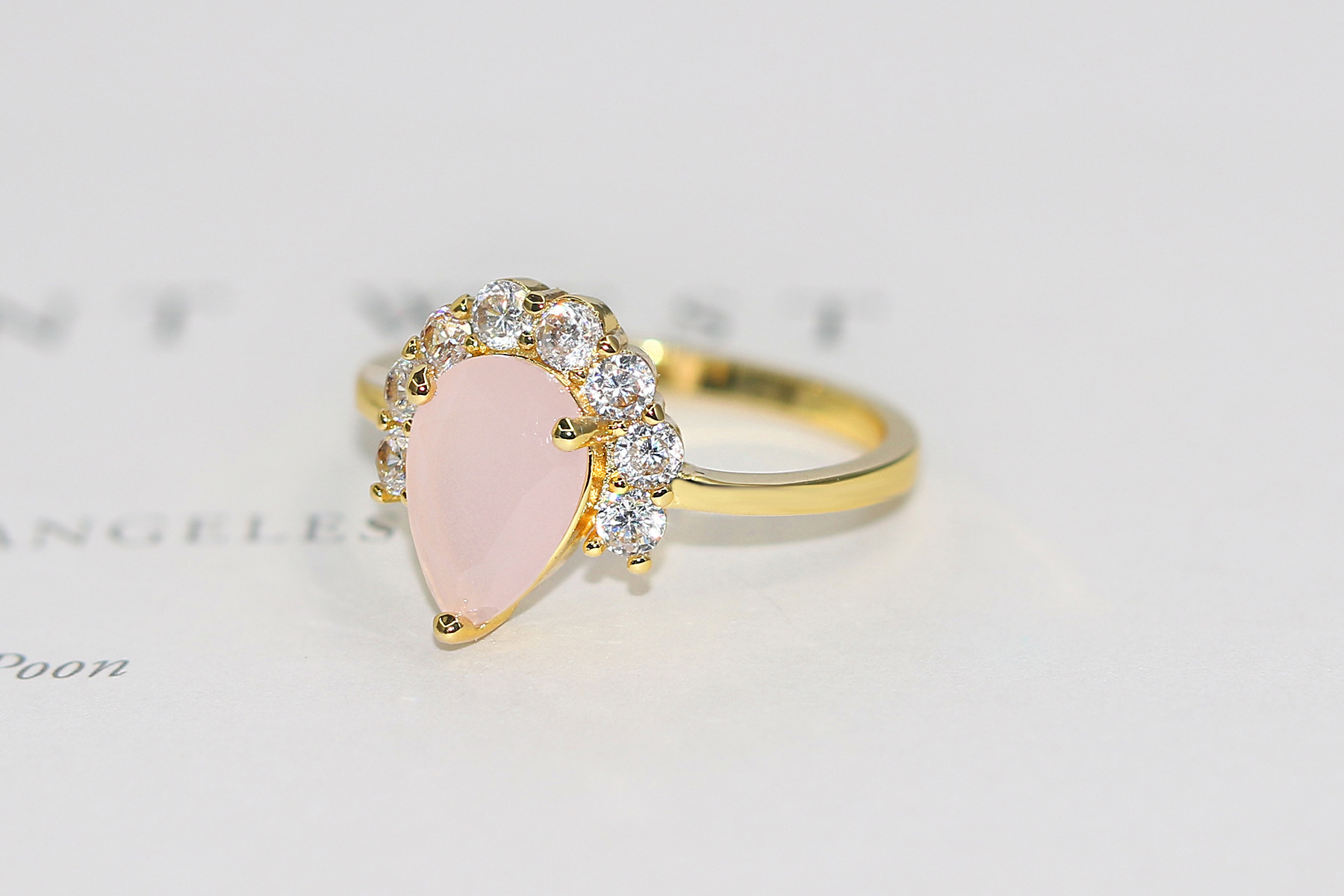 Fashion Water Droplets Copper Plating Inlay Zircon Rings 1 Piece