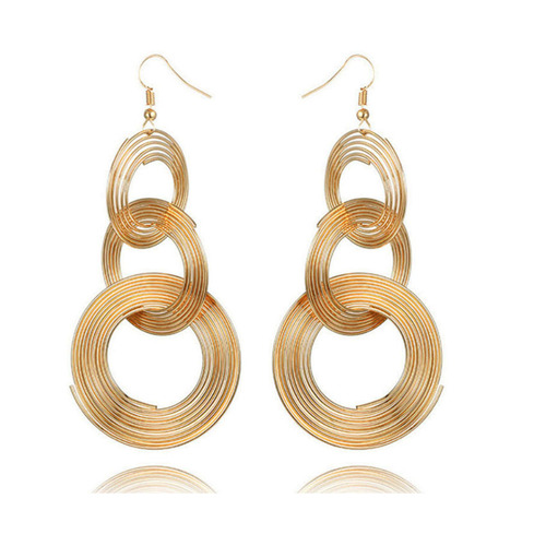 Exaggerated European and American retro geometric multi-layer metal circle earrings female Internet celebrity personality nightclub earrings earrings wholesale