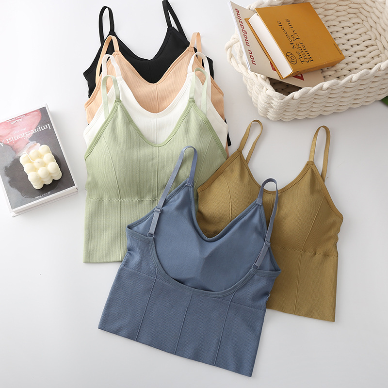 2.0卡卡同款美背大U性感裹胸無鋼圈運動背心女長款吊帶抹胸內衣女