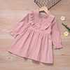 Autumn colored dress, Korean style, long sleeve, high collar, children's clothing