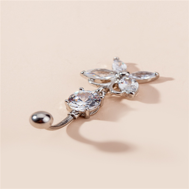 Piercing transfrontaliero europeo e americano con ciondolo a forma di farfalla con occhio di cavallo e zircone AAA, anello per ombelico_voghion.com