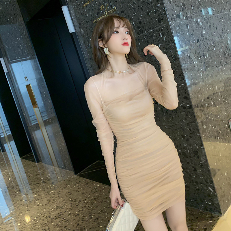 B7483 980K VÁY ĐẦM LIỀN THÂN NỮ CHOTDNG DÁNG ÔM BODY GỢI CẢM SEXY LƯỚI MỎNG MÙA XUÂN THU ĐÔNG THỜI TRANG NỮ G03 SẢN PHẨM MỚI
