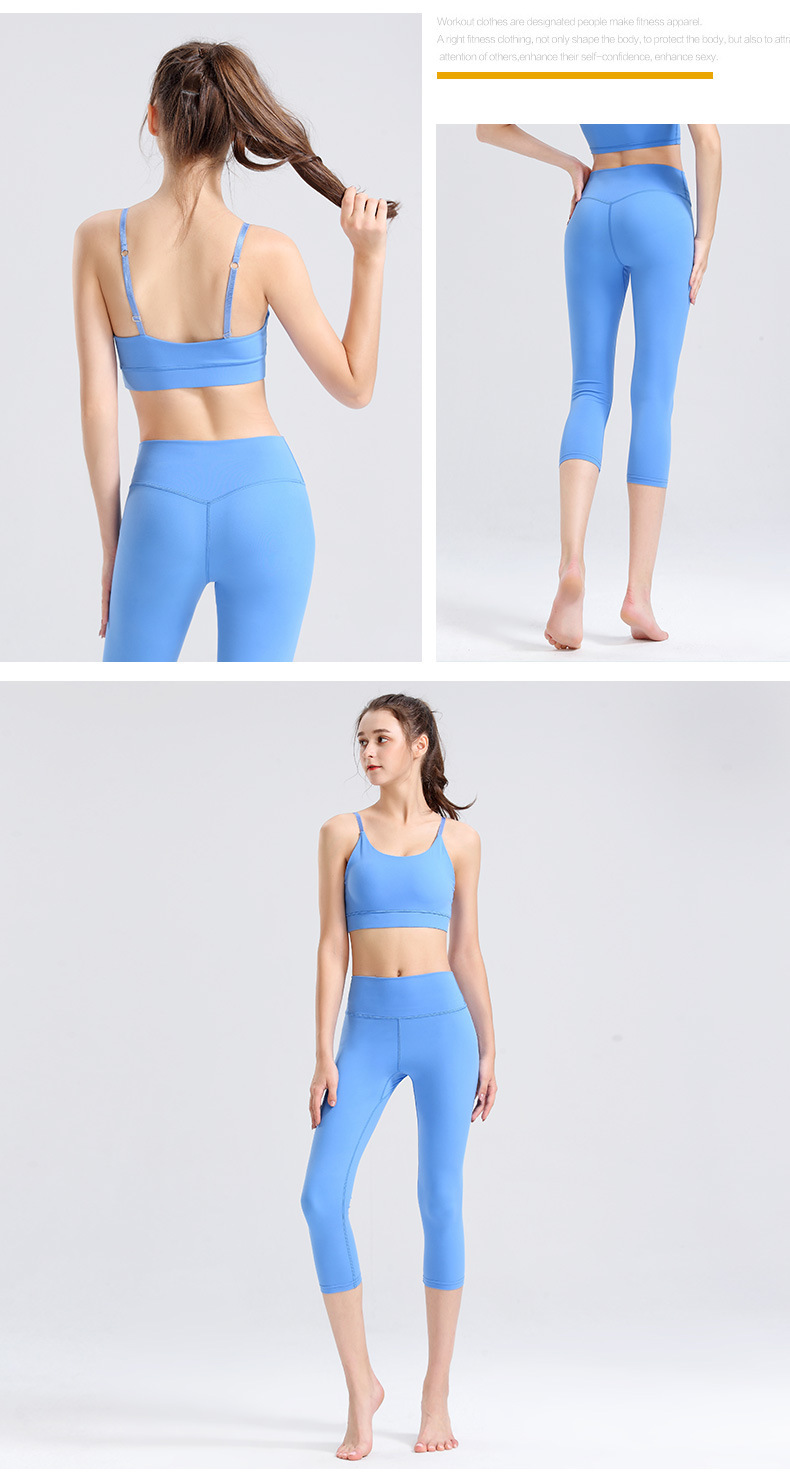 fashion plain color slim yoga two-piece yoga set NSBS55868