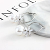 Accessory, earrings, golden silver zirconium from pearl, wholesale