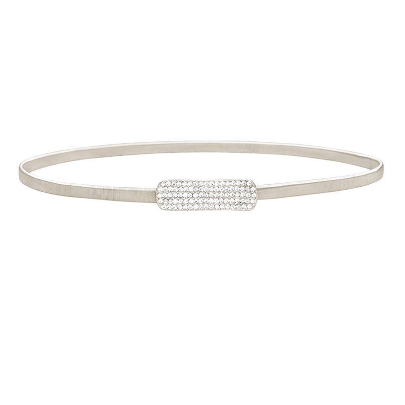 Fábrica al por mayor de la cadena de cintura de primavera metal oro todo partido cinturón elástico de las mujeres diamante incrustado Cadena de cintura delgada Diamante de cinco filas