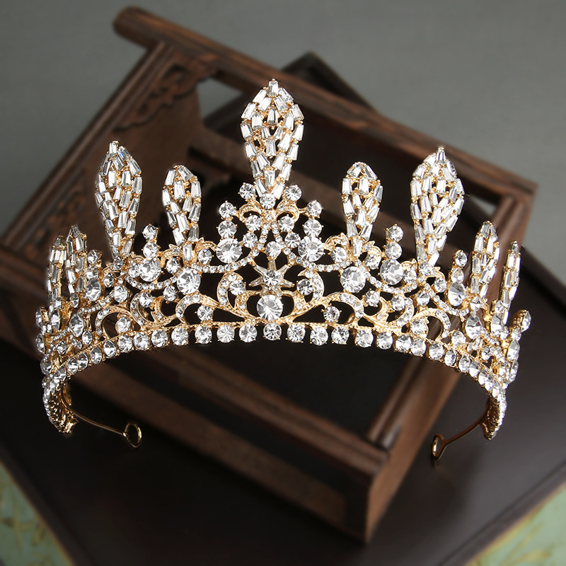 新娘头饰欧式新款奢华超大气水钻皇冠女发饰宫廷水晶王冠婚纱配饰