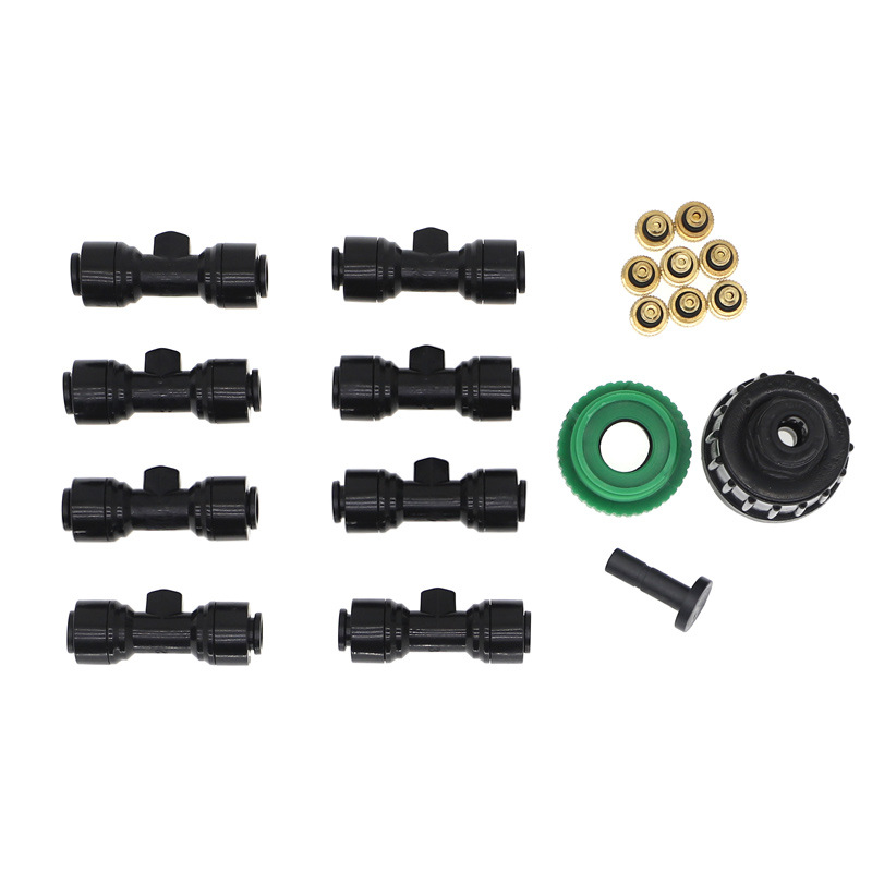 Negro 2 puntos 1 / 4 enchufe rápido soquete de pulverización de latón de baja presión atomización micro pulverización enfriamiento al aire libre libre libre de impuestos