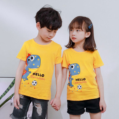 summer Children's short-sleeved T-shirt Boy cotton material Children's clothing girl baby CUHK boy Korean Edition Summer wear jacket