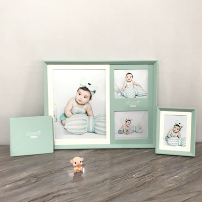 2021年新款婚紗兒童影樓馬卡龍流行色3孔創意組合相框相架