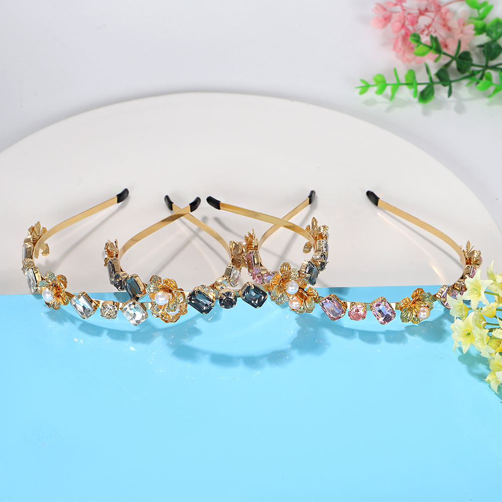 New Geometric Round Baguette Rose Flower  Headband Wholesale Nihaojewelry display picture 2