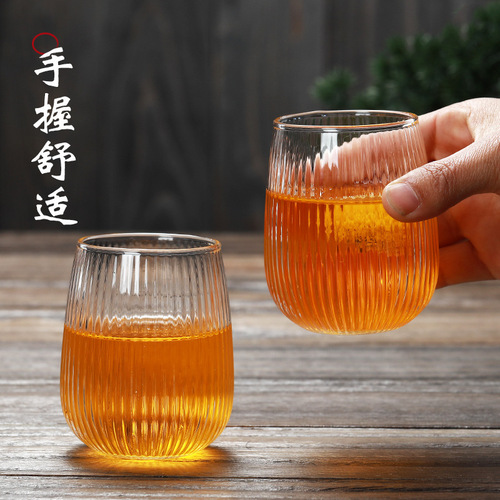 Single-layer hammered finish heat-resistant whiskey glass cup single-layer flower tea cup gift set affordable promotional clear water cup