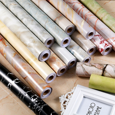 厨房防油贴纸大理石墙贴纸自粘防水防潮橱柜桌面家具翻新瓷砖贴纸|ms