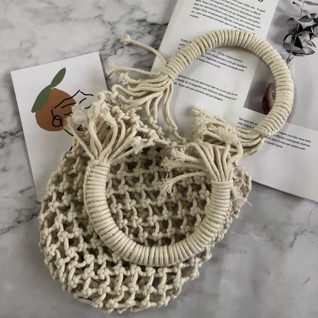 Straw cute beach fresh shoulder bag, flowered