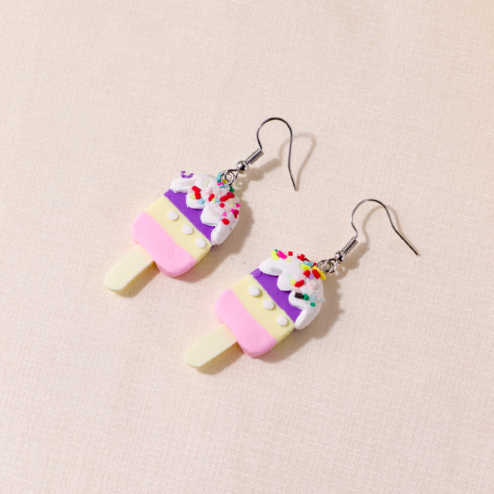 cute creative contrast color mini ice creamshaped resin earrings wholesalepicture2