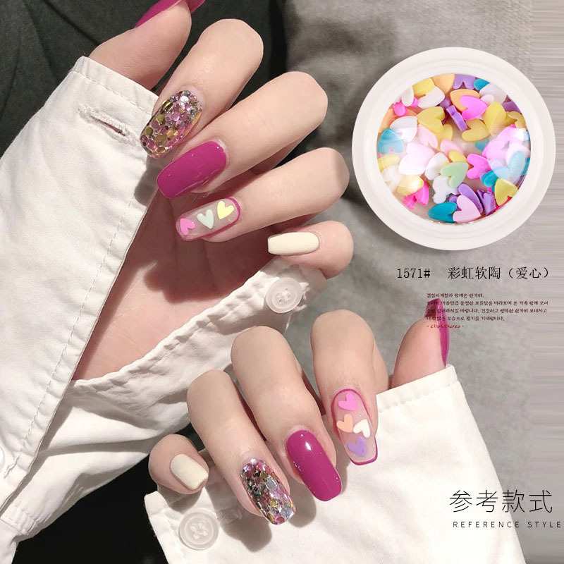小红书网红JOY桃心饰品爱心钻石美甲饰品平底异型钻香槟钻爆闪片
