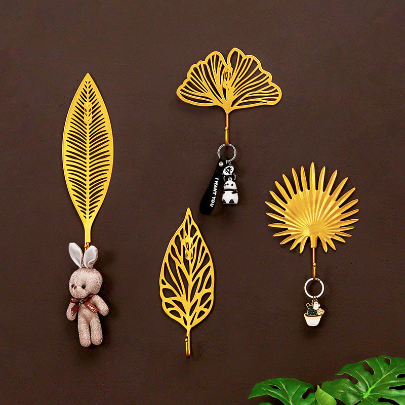 Creative metal leaf wall decoration hook...