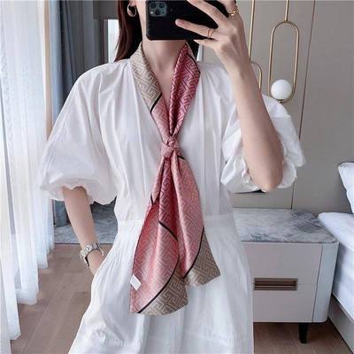Korean Edition spring and autumn Versatile Satin scarf Korean Edition fashion Scarf double-deck printing Floral Silk scarf