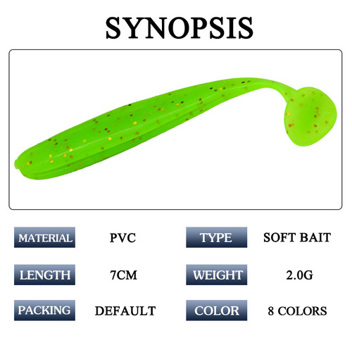Manufacturer wholesale explosive fishing t-tail soft bait 7cm2g Luya bait T-tail soft worm curly tail fishing bait single color T-tail bait