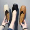 2023 Spring and Autumn New Flat Single Single Shoes Female Folk Light Single Single Shoes Grandma Shoes comfortable soft bottom bean bean shoes working shoes