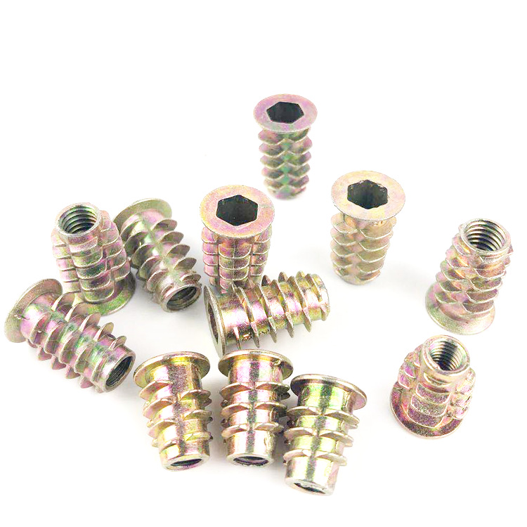 内外牙螺母环保锌合金螺母铁内外牙家具五金配件封底 开口螺母