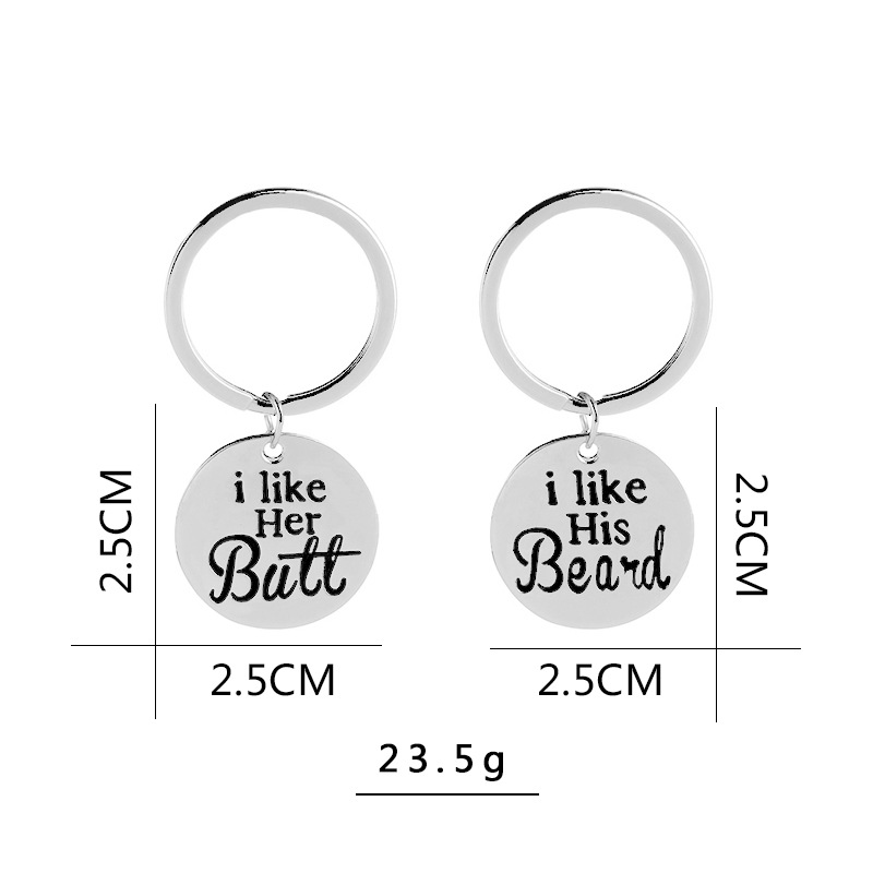 Fashion  New Jewelry Creative Couple Pendant I Like Her I Like His Round Lettering Keychain Nihaojewelry Wholesale display picture 1