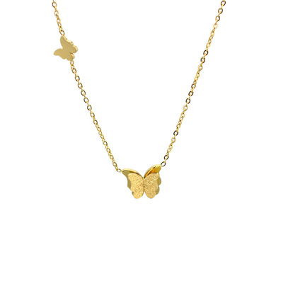 INS小清新简约时尚钛钢项链 个性蝴蝶压沙女锁骨链项链|ru