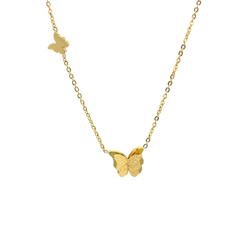 INS小清新简约时尚钛钢项链 个性蝴蝶压沙女锁骨链项链|ru