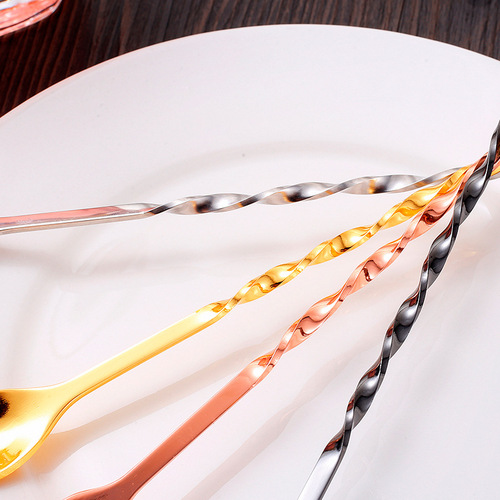 304 stainless steel double-head bar spoon, milk tea coffee spoon, fruit salad spoon, bar stirring spoon
