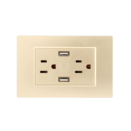 3A new fast charge US standard dual USB panel black American standard US standard US Taiwan Japan power outlet supply