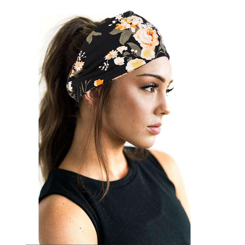 Big Flower Cotton Headband Soft Yoga Sports Elastic Headband Wholesale Nihaojewelry display picture 2